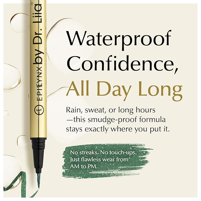 EPILYNX Waterproof Liquid Eyeliner - Smudge-Proof, Long-Lasting Vegan Liquid Eyeliner Pen with Precision Tip for Smooth Application, Gluten-Free, Hypoallergenic Eye Liner - 2mL Shimmer Spring Green