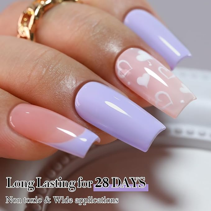 Double Rhythm 15ML Gel Nail Polish Pure Sheer Same Color Same Bottle Soak Off Gel Polish Art Manicure Salon DIY at Home for Women (Purple Lilac-A1388)
