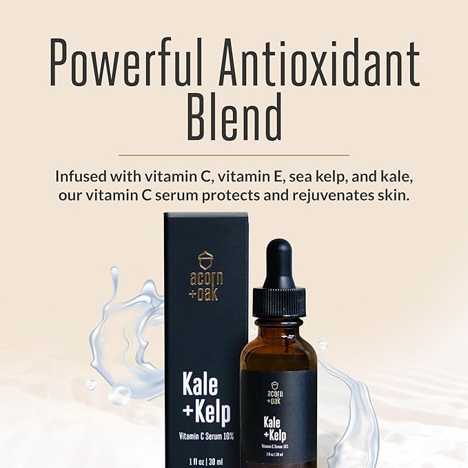 acorn+oak Vitamin C Face Serum - Natural Anti-Aging Serum with 10% Vitamin C, Aloe, Niacinamide, & Hyaluronic Acid, Soothing Skin Care, Firms & Evens Skin Tone, Dark Spot Remover for Face (1 fl oz)
