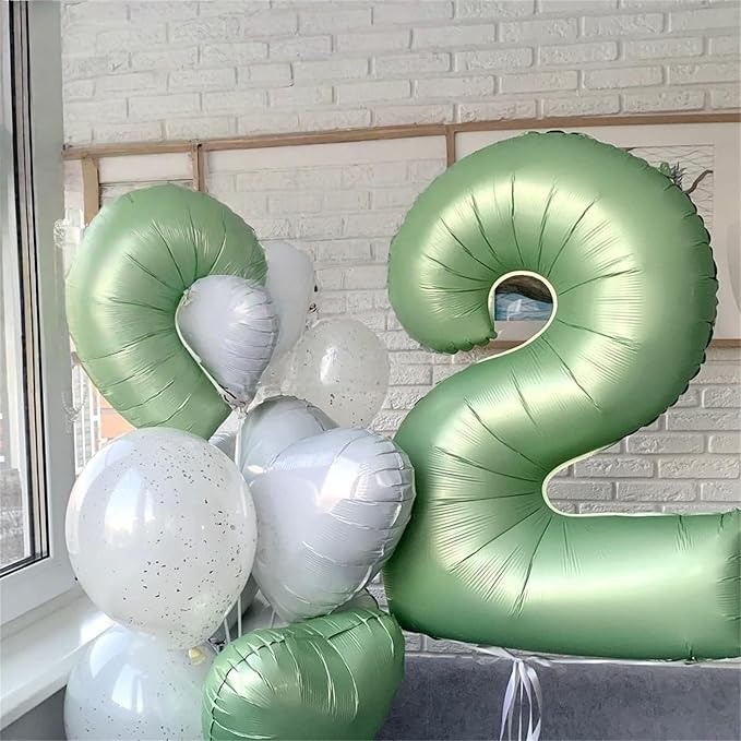 Sage Green Number 6 Balloons, 40 In Large Olive Green Number 6 Foil Helium Balloons for Girls Women, Self Inflating Number Balloons 0-9 for Men Boys 6th 16th Birthday Jungle Safari Party Decoration