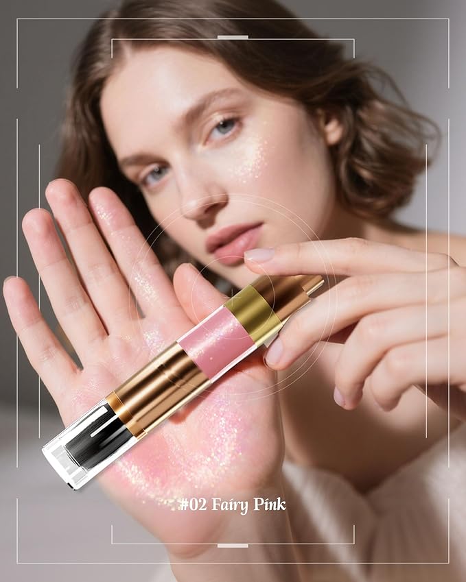 Highlighter Powder with Brush | 3D Contouring & Radiant Glow for Face, Body & Hair | Pearlescent Shimmer, Long-Lasting & Buildable Coverage | Women's Makeup for Daily & Special Occasions