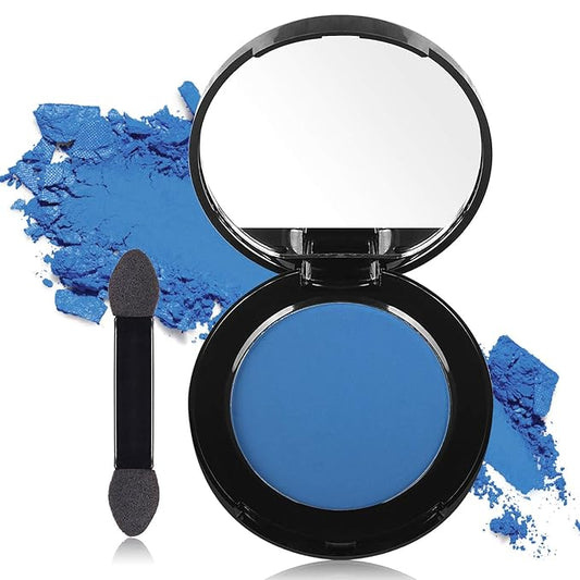 MEICOLY Single Blue Eyeshadow with Mirror and Mini Brush,Matte Eye Shadow Powder,High Pigment Eye Makeup,Waterproof Eyeshadow Palette,Talc-Free,Long Lasting,Blendable