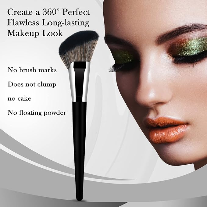 Foundation Brush Triangle Powder Brush Banidy Angled Makeup Brush Fan Contour Brush Professional Blush Brush Bronzer Brush for Liquid,Cream Mineral,Powder