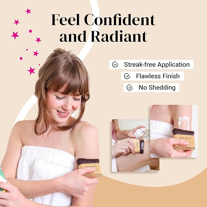 Keshima Self Tanner Brush, Large Tanning Brush for Face and Body, Kabuki Tan Applicator for Smooth and Even Coverage