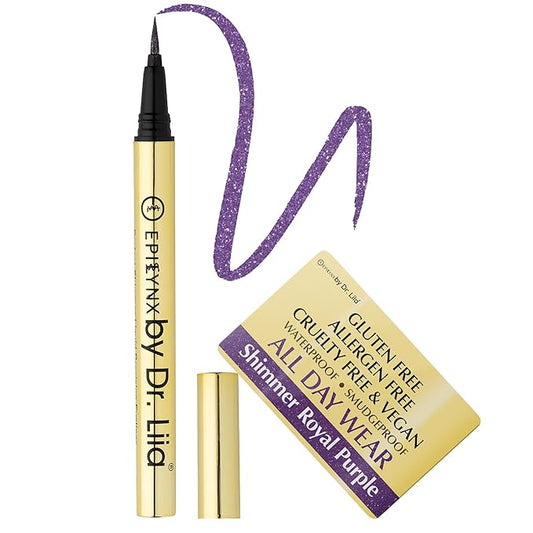 EPILYNX Waterproof Eyeliner - Smudge-Proof Liquid Eyeliner Pen with Precision Tip for Smooth, Long-Lasting Application - Vegan, Hypoallergenic & Gluten-Free Eye Liner - 2mL Shimmer Royal Purple