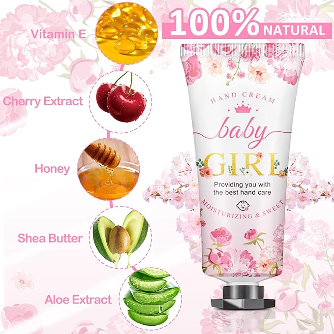 60 Sets Baby Shower Hand Cream, Wedding Hand Cream Gifts, Baby Shower Party Favors Gifts for Guests Bridal Shower,Thank You Gifts,Travel Size Hand Lotion Bulk for Wedding(Baby Girls)