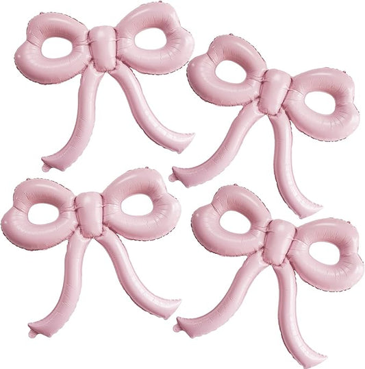4 Pcs Light Pink Bow Balloons Bow Party Decorations for Girl Women Bow Birthday Decorations Giant Pastel Pink Bow Balloon for Graduation Baby Shower Bridal Wedding Decor Bachelorette Party Supplies