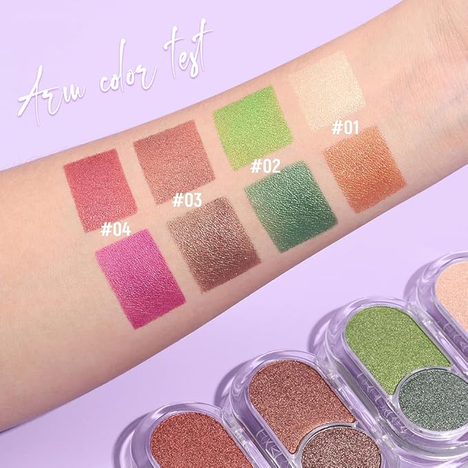 Nude Brown Shimmer Eyeshadow Nude Double Colors Palette, High Pigment Eye Shadow Powder, Blendable Smooth and Texture Waterproof, Smudge-proof, Durable and Long-lasting Makeup Palette 01#