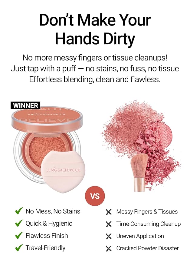 JUNGSAEMMOOL Artist Cushion Blush (Ruddy Beige) | Easy to Blend, Lightweight, Hydrating Korean Makeup Cushion Blush for Dewy & Glowing Cheeks