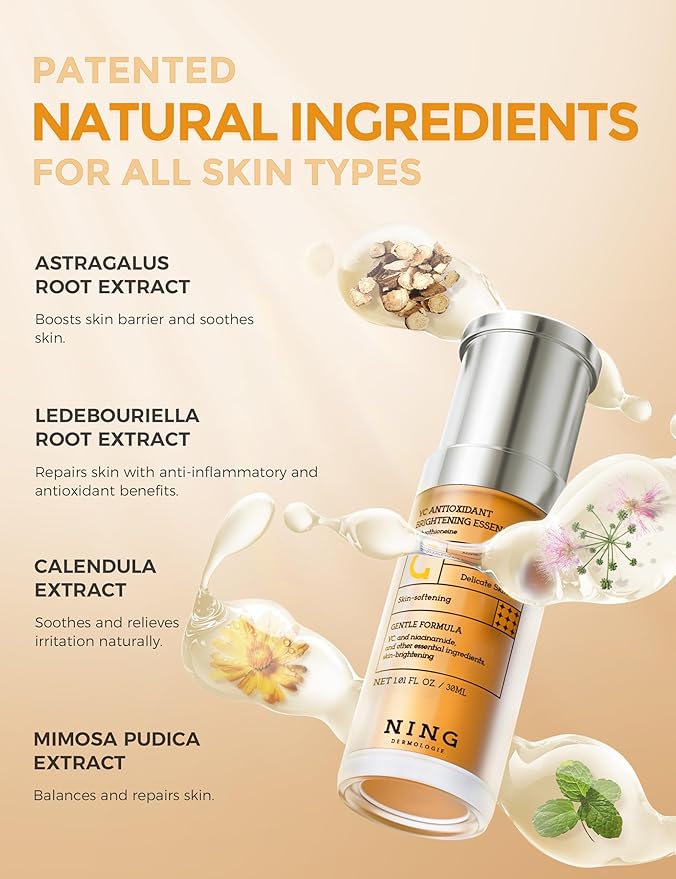 Vitamin C Serum with Niacinamide & Ethyl Ascorbic Acid: Brightening, Moisturizing Face Serum for Dark Spots | Hyperpigmentation & Anti-Aging Treatment | Korean Synergy Formula 1.01oz