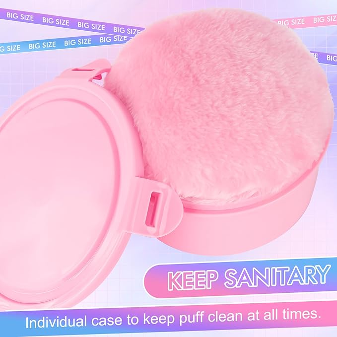WSYUB Extra-Large Body Powder Puff - 6 Inch Ultra Soft Fluffy Velour Powder Puff, Pink