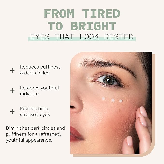 Anti-Fatigue Eye Cream - Professional Strength Peptide Eye Cream for Dark Circles, Puffiness & Fine Lines - Restorative Under Eye Cream with Collagen Support, 0.5 oz