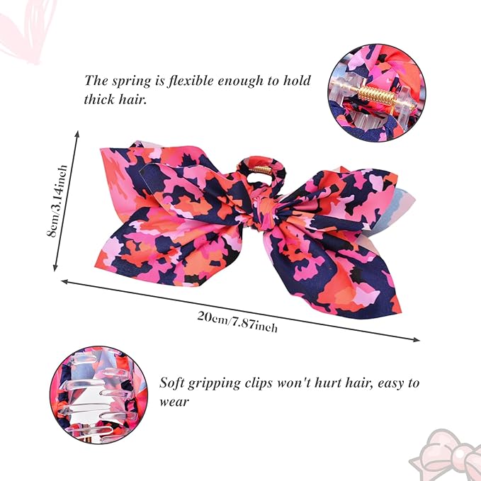 Bow Claw Clips Bow Hair Clips 3PC Red Big Hair Bows for Women Butterfly Styling Large Hair Clips for Thick Hair for Girls Hair Accessories for Teen