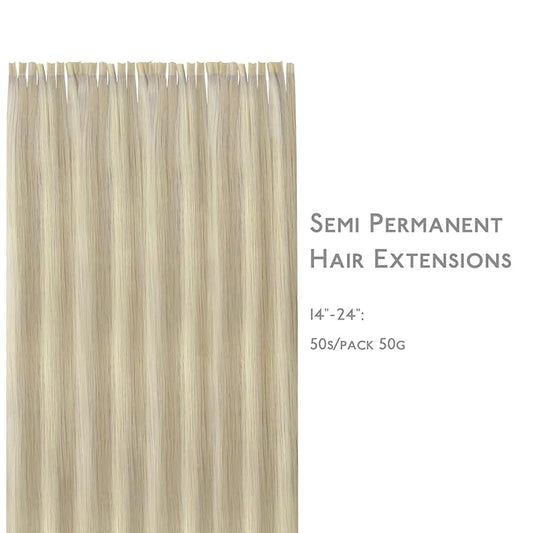 WENNALIFE U Tip Hair Extensions Human Hair, 50g 50s 24 Inch Ash Blonde Highlighted Platinum Blonde Remy Hair Extensions K Tip Hair Extension Real Human Hair Invisible Straight Keratin Hair Extensions