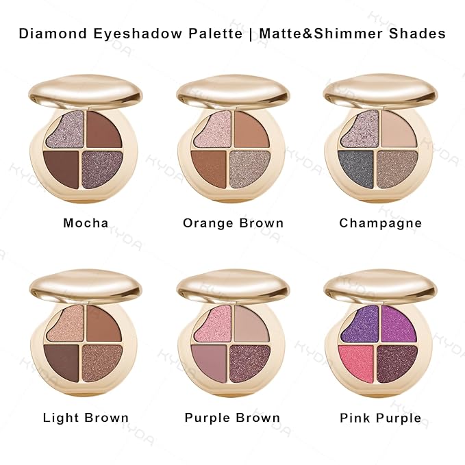 KYDA 4 Colors Eyeshadow Palette, Plum Matte Eyeshadow, Pearl Metallic Glitter Makeup Palette, High Pigment Pressed Powder Eye Makeup for Old Women, Lasting Blendable Pink Eyes Shadow, Pink Purple
