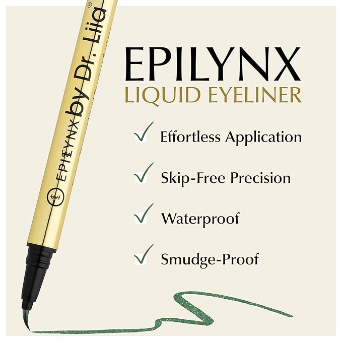 EPILYNX Waterproof Liquid Eyeliner - Smudge-Proof, Long-Lasting Vegan Liquid Eyeliner Pen with Precision Tip for Smooth Application, Gluten-Free, Hypoallergenic Eye Liner - 2mL Shimmer Spring Green