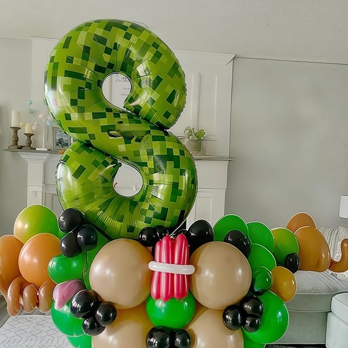 21st Birthday Balloons for Men, Large Lime Green Pixel Number 21 Balloon, 40 Inch Dark Kelly Green Foil 21 Balloon Number for 21 Year Old Birthday Video Game Forest Patrick's Day Party Decorations
