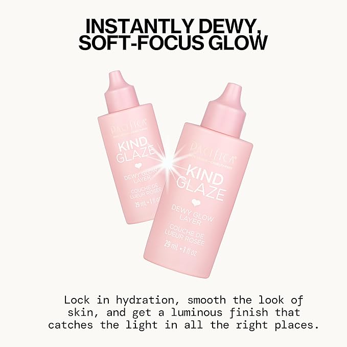 Pacifica Makeup Primer – Kind Glaze Dewy Glow Layer, Hydrating Primer with Vegan Collagen, Squalane & Ceramides for Soft-Focus Radiance, Vegan & Cruelty-Free, 1 fl oz