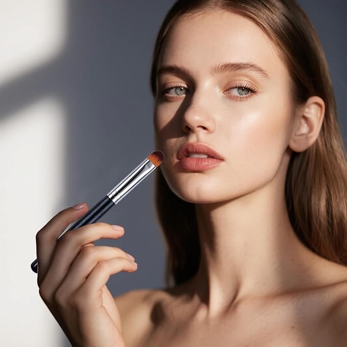 ENERGY Concealer Brush Under Eye Flat Makeup Brush for Eyebrows Foundation Concealer Blending with Liquid Cream Cosmetics Flawless Full Coverage Vegan Face Brush Blue