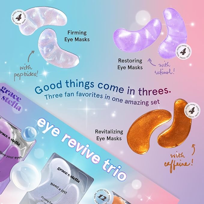 grace & stella Under Eye Patches (12 pairs) Eye Masks for Dark Circles and Puffiness - Stocking Stuffers for Women, Christmas Gifts, Birthday Gifts, Bachelorette Party Favors, Bridesmaid Proposal Gift