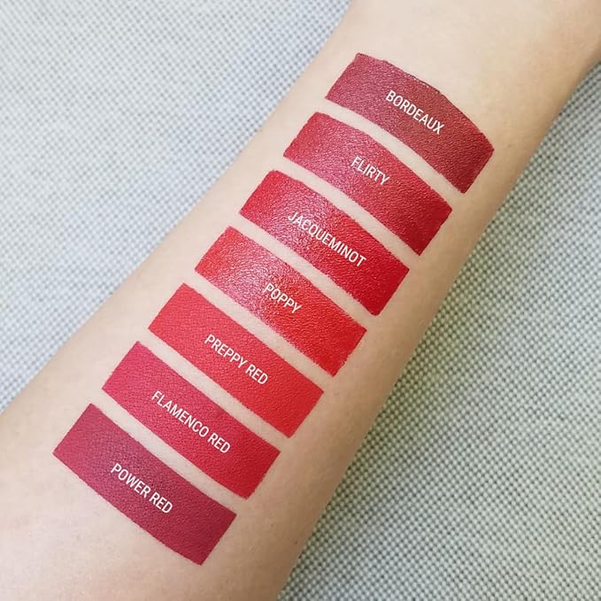 Aromi Bright Red Matte Liquid Lipstick | Red Hot Lip Color, Vegan, Cruelty-free, Long-lasting Lipstick, Waterproof, Handmade (Preppy Red)