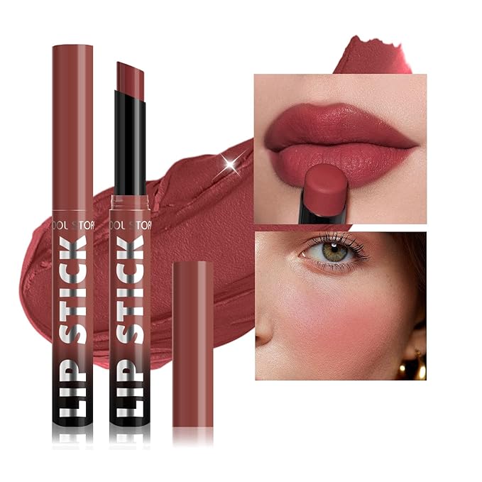 COOL STORY Matte Lipstick Lightweight Blurring Formula with High Impact Pigment, Long-lasting, 0.07 oz (Rose wood)