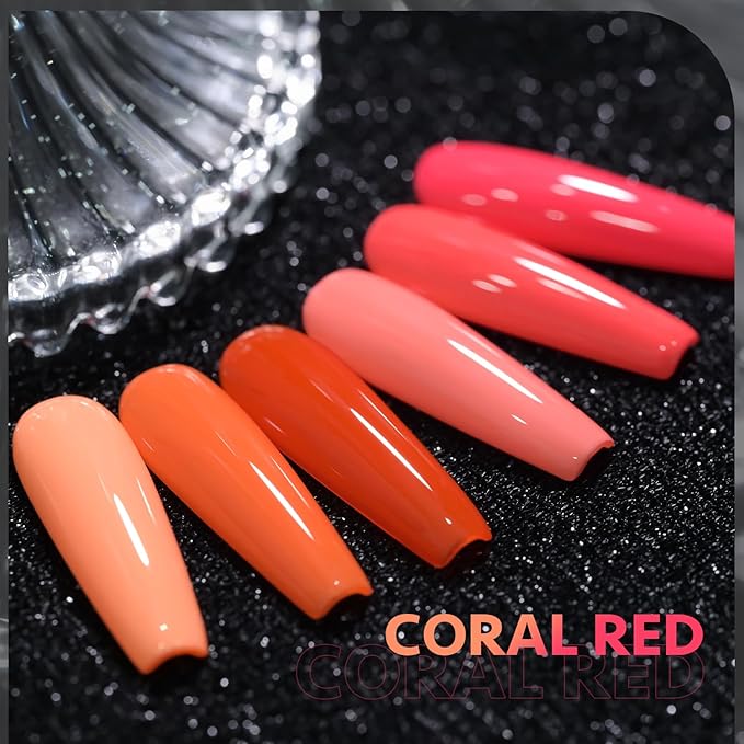 GAOY Coral Orange Gel Nail Polish, Pink Red Neon Gel Polish Kit for Salon Manicure and Nail Art DIY at Home, Gift for Women