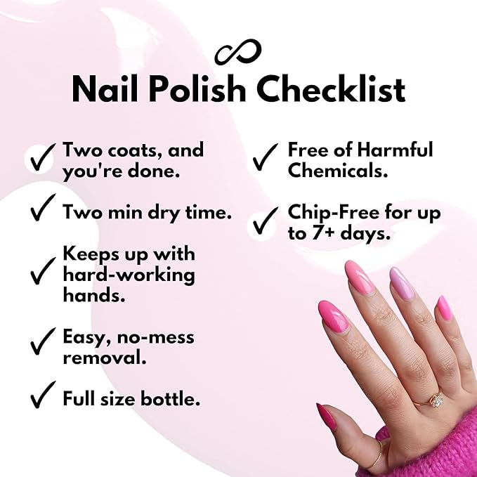 Eternal Pink Nail Polish Set for Women (SO PINK) - Pastel Pink Nail Polish Set for Girls - Long Lasting & Quick Dry Natural Nail Polish Kit for Home DIY Mani Pedi - Made in USA, 13.5mL (Set of 5)