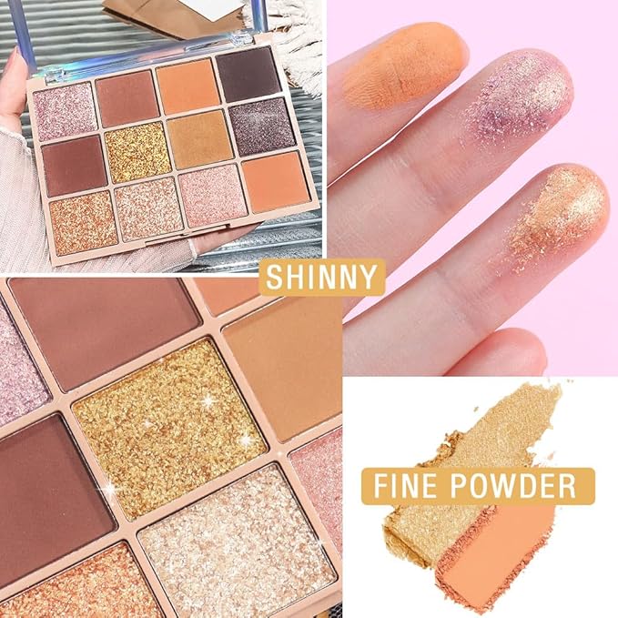 Neutral Eye Shadow Palette,Nude Pink Champagne Naked Cream Eyeshadow Palette,Make Up Pallets for Women Eyeshadow for Eyes Long Lasting Naturing-Looking