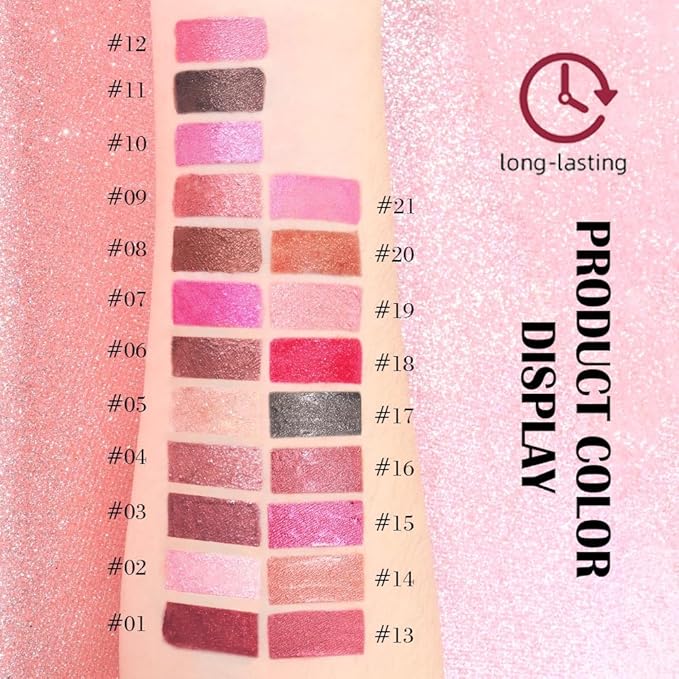 Kaely 2-in-1 Rose Metallic Lipstick and Lip Liner, Shimmer Liquid Metallic Lipsticks for Women, Glitter Lip Gloss Stain Long Lasting Waterproof Smudge Proof 24 Hour, Vegan Makeup, 15
