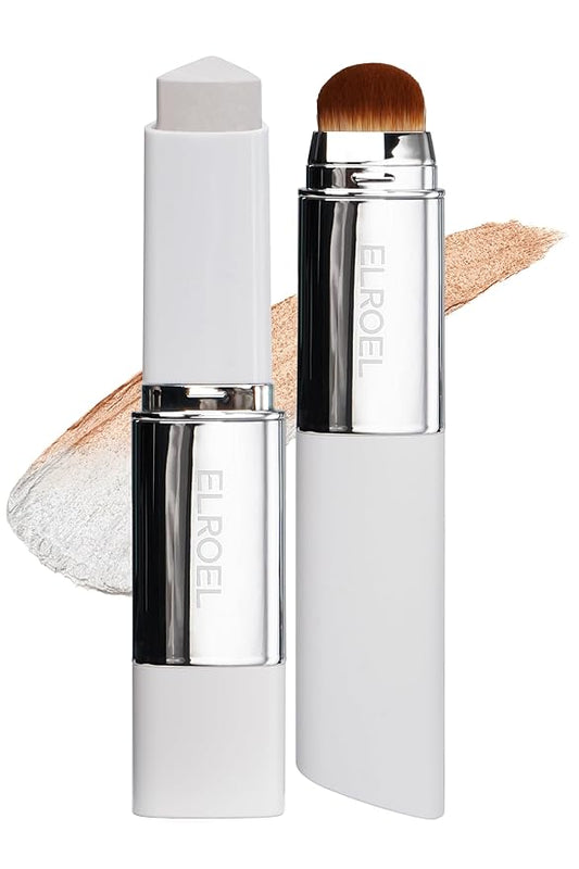 Blanc Cover Cream Stick V White - Korean Color-Changing Foundation Stick with Volufiline - Medium to Full Coverage Dewy Finish Base Makeup - Dual-Ended with Detachable Brush (202 Natural)