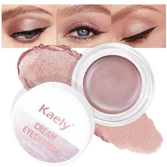 evpct Single Cream Eye Shadow Palette Pot Makeup for Older Women, Antique Rose Mauve Pearl Shimmer Glitter Metallic Monochrome Cream to Powder Eyeshadow Palette Eye Brightener, Waterproof Blendable