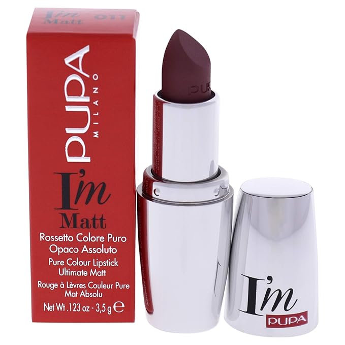 PUPA Milano I Am Matt Pure Colour Lipstick - Dresses Lips In Full, Deep Color - Matte, Velvety And Extremely Sensory Feel - Glides On Without Weighing Lips Down - 011 Intense Nude - 0.123 OZ