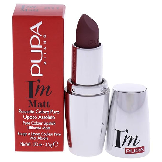 PUPA Milano I Am Matt Pure Colour Lipstick - Dresses Lips In Full, Deep Color - Matte, Velvety And Extremely Sensory Feel - Glides On Without Weighing Lips Down - 011 Intense Nude - 0.123 OZ