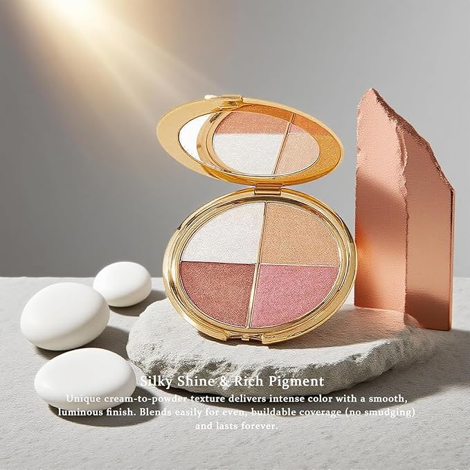 Eye & Cheek Palette- Eyeshadow and Highlighter Makeup, Highlighting Eye & Cheek Palette, Makeup Palettes Contour Kit, 4-in-1 Highlight ShadesMakeup, Defining the Face