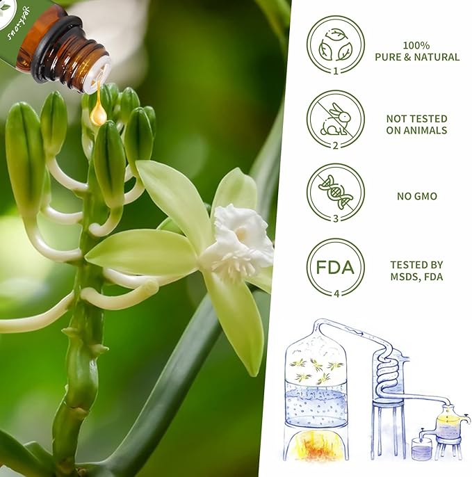 yethious Vanilla Essential Oil for Diffuser & Aromatherapy Perfume Oil Pure Natural Vanilla Essential Oil for Skin - 10ml
