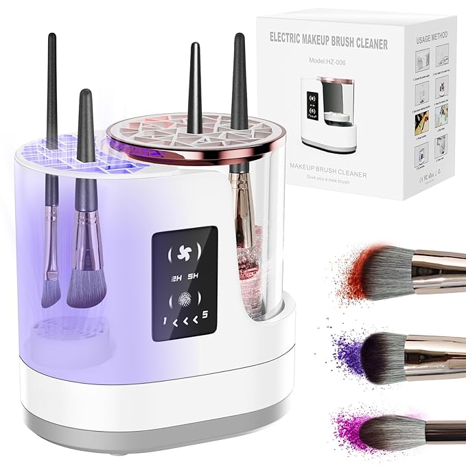3 IN 1 Electric Makeup Brush Cleaner,Automatic Makeup Brush Cleaner with Makeup Brush Dryer,Portable USB Deep Cleaning for All Size Beauty Makeup Brush Set,Blush Brush,Sponges