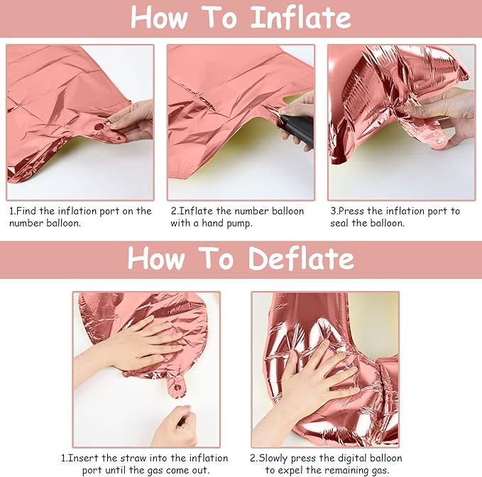 40" Rose Gold Number 0 Balloon for Girls, Large Self Inflating Helium Foil Number Balloons Set 0-9 for Women 20th 30th 40th Birthday Anniversary Wedding New Year Baby Shower Party Decorations Supplies