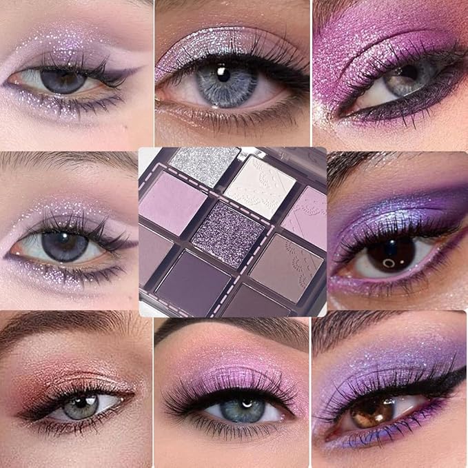 Eye Shadow Palettes Makeup,Dark Purple Plum Lavender Mauve Black Smoky Eyeshadow Palette for Older Women Highly Pigmented Natural Powde Eye Shadow Waterproof Long Lasting Naturing-Looking