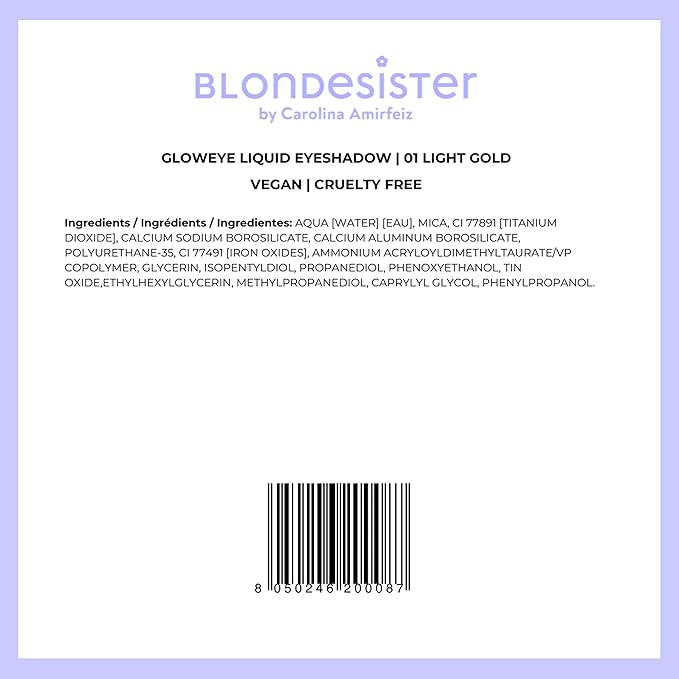 Gloweye Liquid Eyeshadow - Highly Pigmented Shimmer Eyeshadow - Intense Color Payoff and Long-Lasting Wear - 01 Light Gold - 0.084 oz