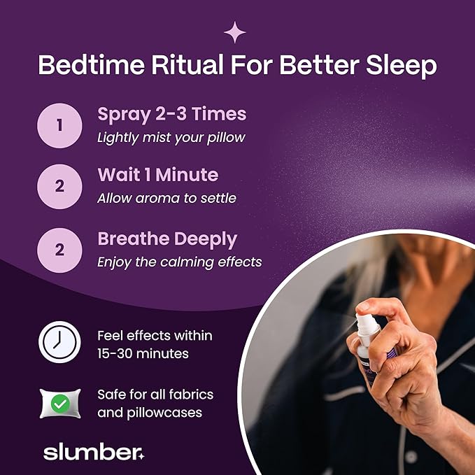 Slumber Dream Sleep Pillow Spray with Pure Essential Oils of Lavender, Chamomile, and Vetiver, Spa Aromatherapy Mist for Luxury Bedtime Relaxation Routine, Plant Based Natural Spray, 30 ML
