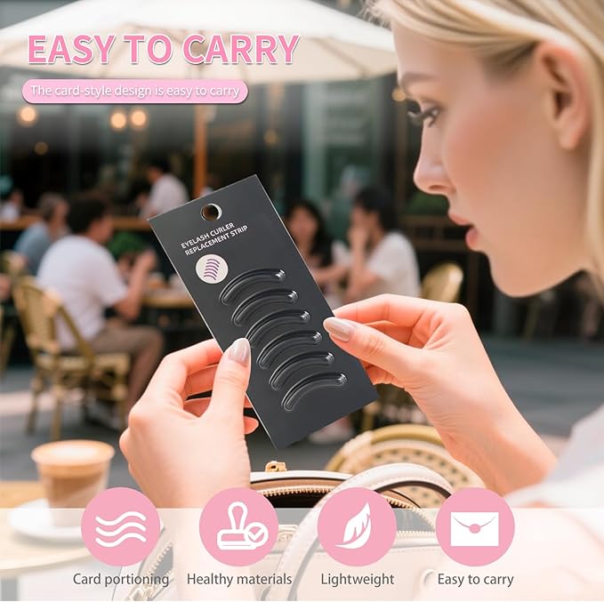 Soft Silicone Rubber Eyelash Curler Refills Compatible with Shiseido, Tweezerman, Revlon, Shu Uemura, Surratt, e.l.f Eyelash Curler for Travel Portable Carry,Cosmetic Accessory,6PCS (Black)