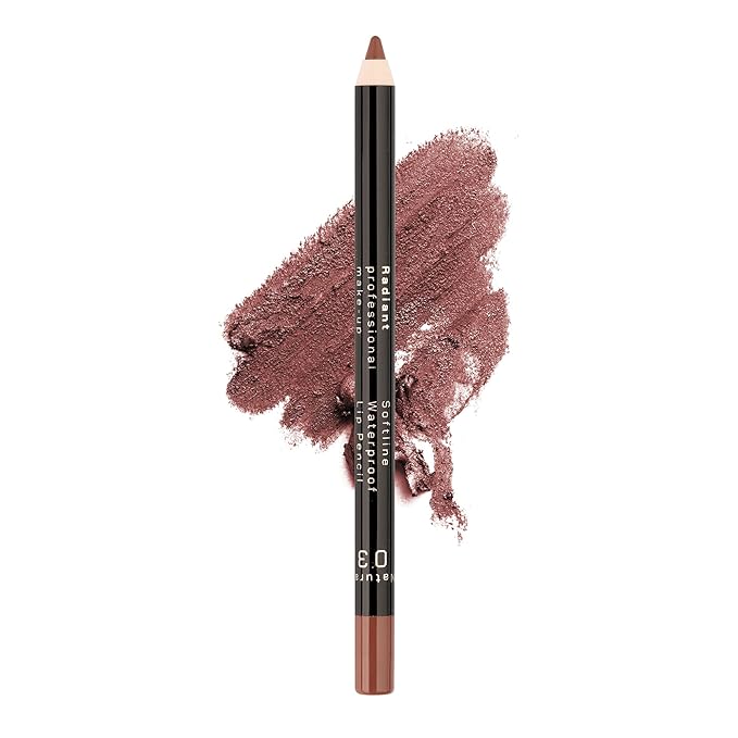 Radiant Professional Waterproof Lip Liner Pencil - Long Lasting Lip Liner for Defined Lips - Soft & Creamy Lipliner with Vitamin E - 1.20gr, (03 NATURAL)