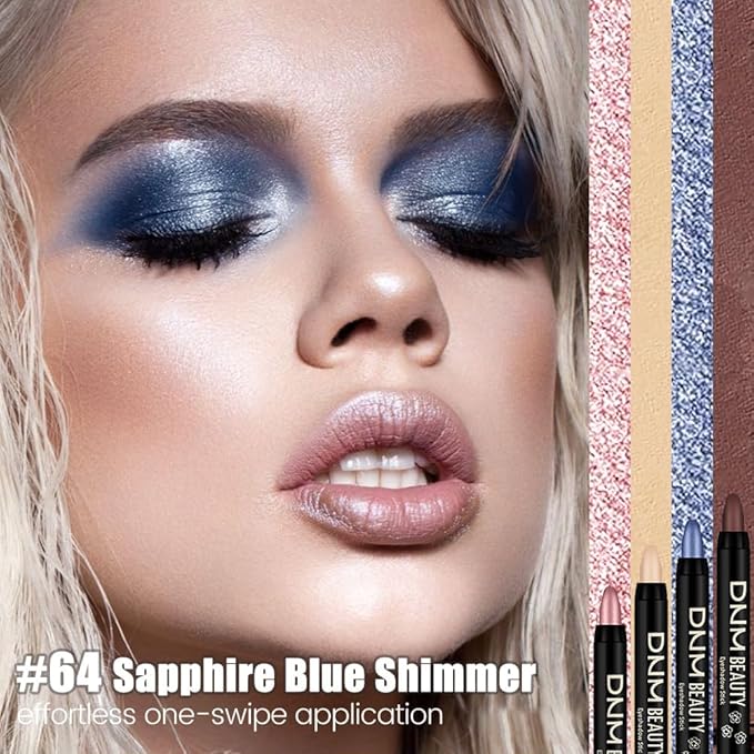 Kaely Cream Eye Shadow Sticks, Sapphire Blue Shimmer Eyeliner Pencil Eyeshadow Palette Makeup, Eye Highlighter Brightener Stick for Older Women Waterproof Pigmented, sombras para ojos, New-64