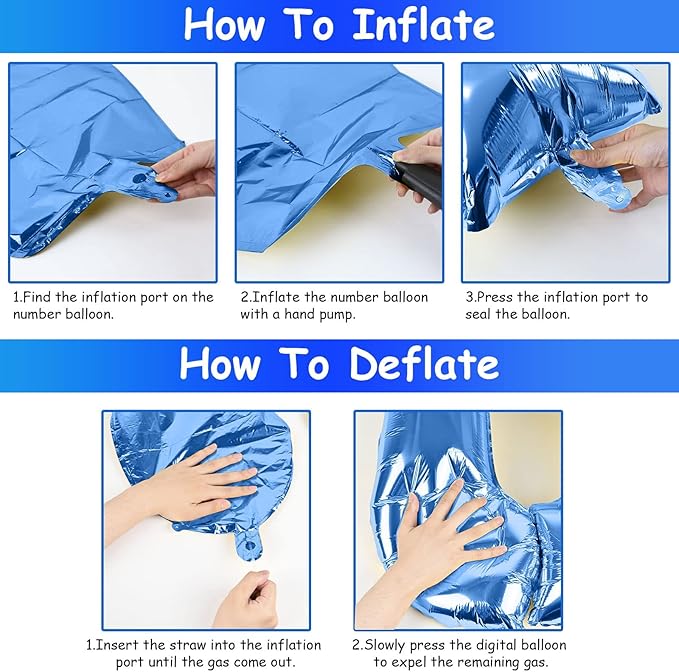 40 Inch Balloon Number 3 Blue, Large Foil Number Balloons Set 0-9, Digital 3 Helium Balloons for Boys Men 3rd 13th 30th Birthday Anniversary Graduation New Year's Eve Party Decoration Supplies