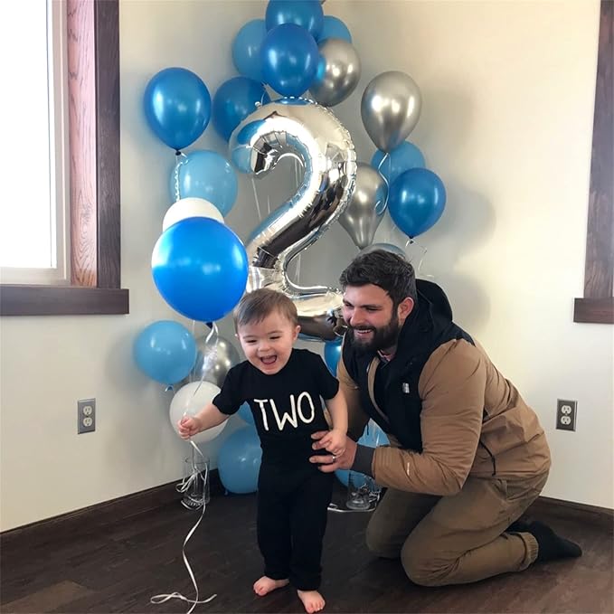 40 Inch Silver Foil Balloon Number 0, Giant Self Inflating Number Balloons 0-9 for Men Women, Digital 0 Helium Balloons Set for Girls Boys 4th Birthday Anniversary New Year Party Decorations Supplies