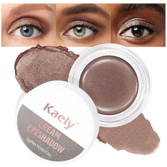 evpct Single Cream Eye Shadow Palette Pot Makeup for older Women, Bronze Shimmer Glitter Metallic Monochrome Cream to Powder Eyeshadow Palette Eye Brightener, High Pigment Waterproof Blendable, 20