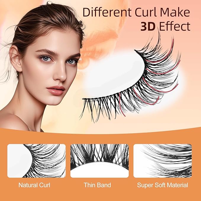 Strip Lashes Kit Natural False Eyelashes With Lash Glue Soft 10 Pairs Fake Eyelashes Strip Eyelashes Kit by GEMERRY