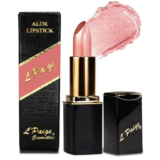 L'Paige Designer Lipstick - Rosy Pearl Color with Aloe Vera, Moisturizing and Long-Lasting Formula, Silky Silvery Pink Finish, Hydrating Lip Color for Soft, Smooth Lips, All-Day Wear, Shade L56