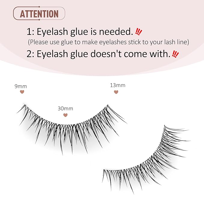 Asian Korean Lashes Wispy Natural Eyelashes Short Fake Lashes M-26